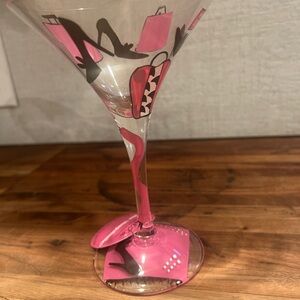 Lolita “Shopaholic”Pink and Black Martini Glass